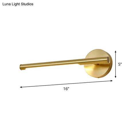 Minimalist Gold Metal Wall Lamp: 16/25 Led Vanity Sconce Light With Acrylic Diffuser