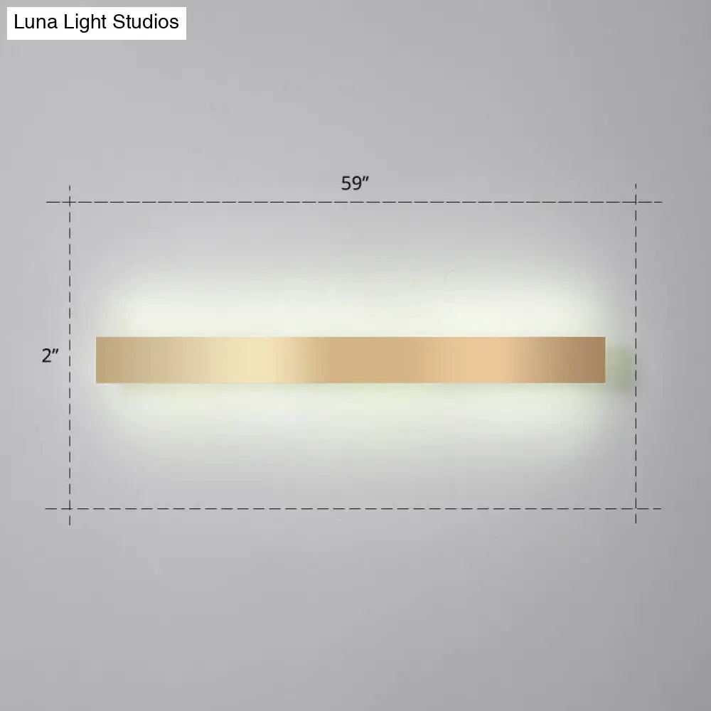 Minimalist Gold Plated Led Wall Sconce For Living Room - Aluminum Bar Shaped Flush Light