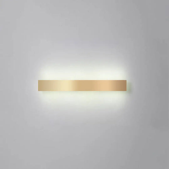 Minimalist Gold Plated Led Wall Sconce For Living Room - Aluminum Bar Shaped Flush Light / 31.5
