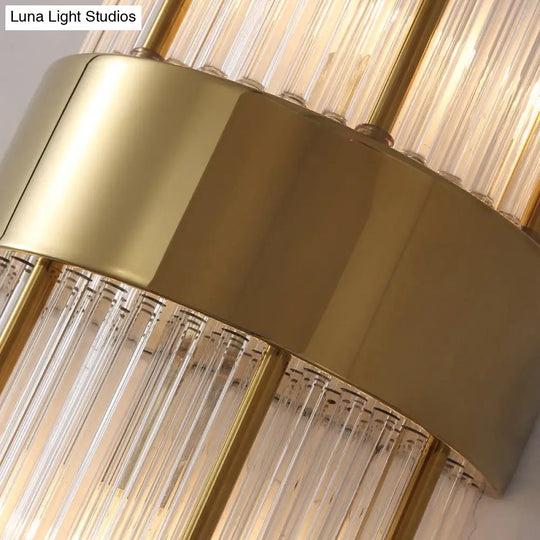 Minimalist Gold Rhombus Wall Sconce With Glass Rod Lighting
