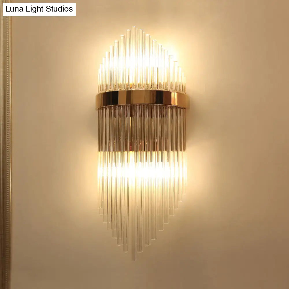 Minimalist Gold Rhombus Wall Sconce With Glass Rod Lighting