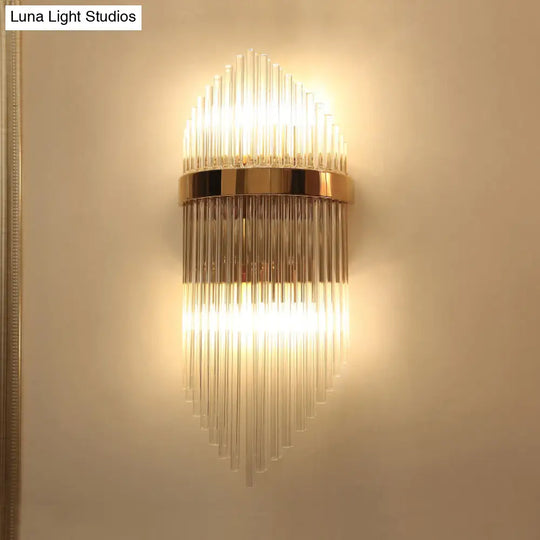 Minimalist Gold Rhombus Wall Sconce With Glass Rod Lighting