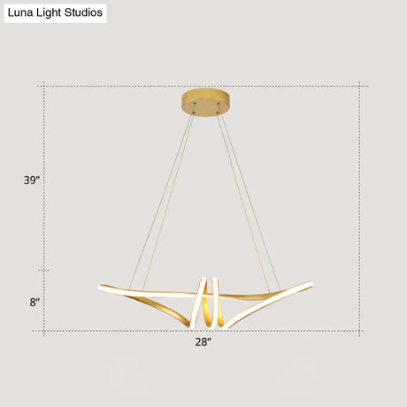 Minimalist Gold Twist Island Pendant Light Fixture With Led Metal Finish - Perfect For Restaurants