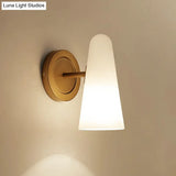 Minimalist Gold Wall Sconce Light For Living Room With Frosted Glass Shade