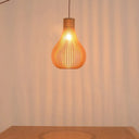 Minimalist Gourd Pendant Lamp With Wood Shade And Cutouts - Beige | Available In 12’/15’ W / 12’