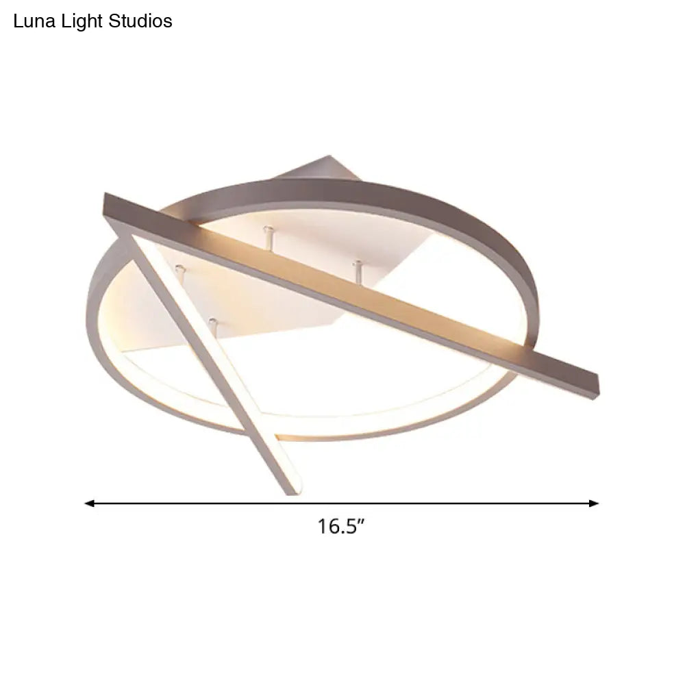 Minimalist Gray Led Flush Light - Acrylic V-Shape Ceiling Mount Fixture Warm/White 16.5’/20.5’ Wide