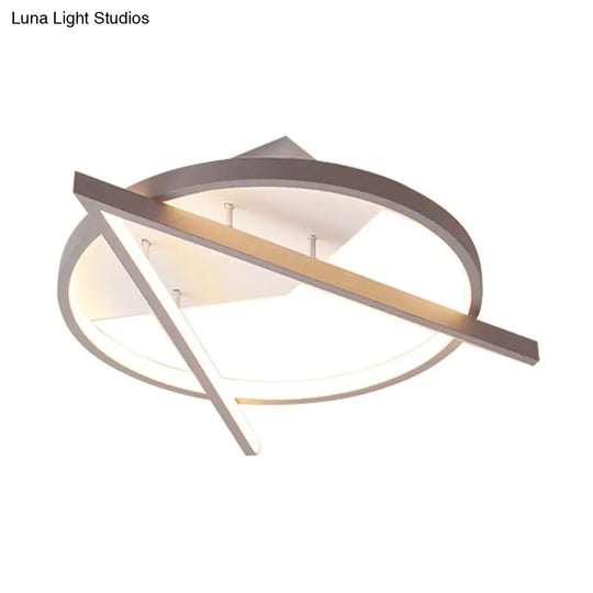Minimalist Gray Led Flush Light - Acrylic V-Shape Ceiling Mount Fixture Warm/White 16.5/20.5 Wide
