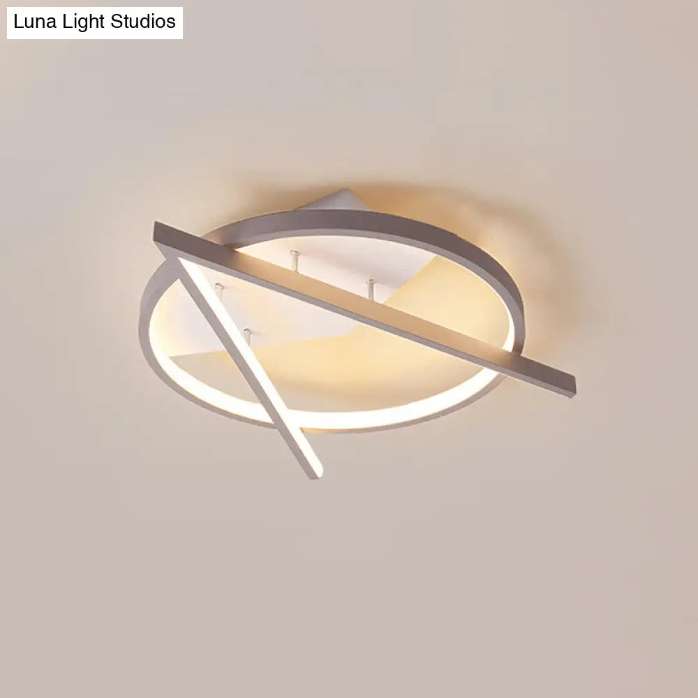 Minimalist Gray Led Flush Light - Acrylic V-Shape Ceiling Mount Fixture Warm/White 16.5/20.5 Wide