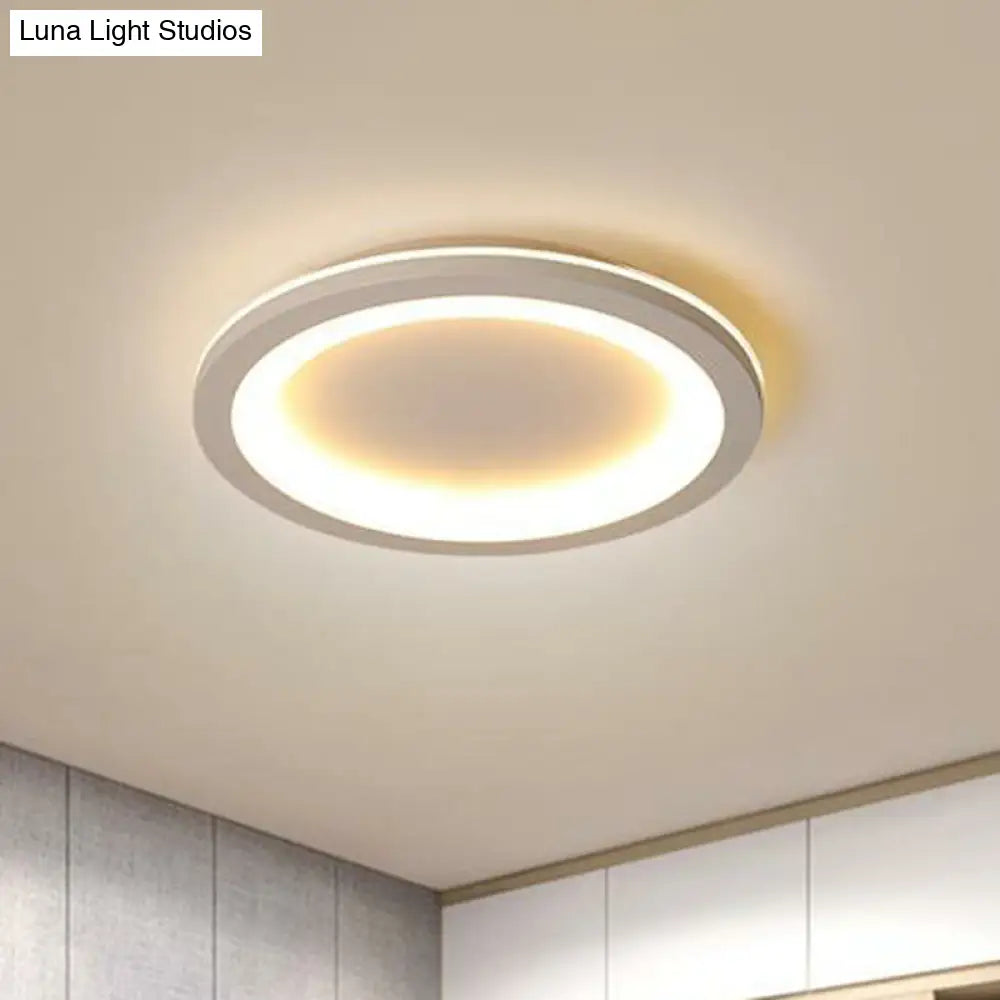 Minimalist Grey Geometric Acrylic Flush Mount Led Lighting Fixture For Bedroom / 14.5 Round