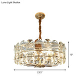 Minimalist Halo Ceiling Chandelier - Clear Beveled Crystal Pendant Lighting Fixture (8 Bulbs)