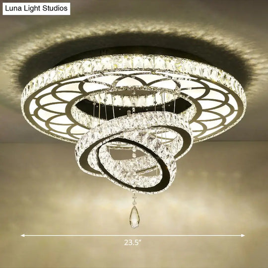 Minimalist Halo Ring Crystal Ceiling Mounted Light For Dining Room Clear / 23.5’ Round