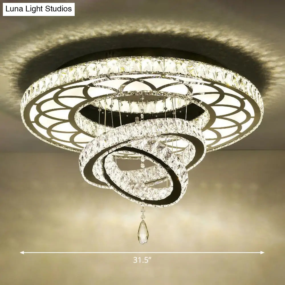 Minimalist Halo Ring Crystal Ceiling Mounted Light For Dining Room Clear / 31.5’ Round