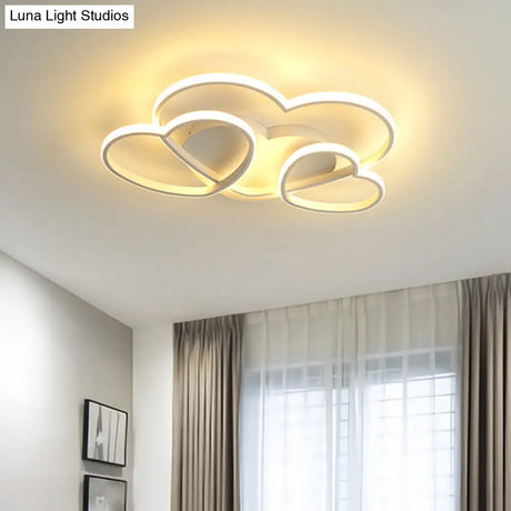 Minimalist Heart Design Led Flush Mount Ceiling Light Fixture - Acrylic White/Pink/Gold Finish