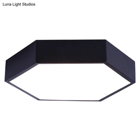 Minimalist Hexagon Flush Mount Ceiling Light Fixture With Acrylic Finish - 1 Black / 16 White