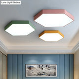 Minimalist Hexagon Flush Mount Ceiling Light Fixture With Acrylic Finish - 1