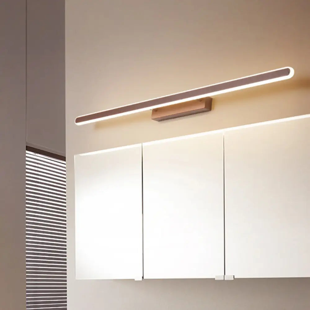 Minimalist Iron Sconce: 16/23.5/31.5 Led Vanity Wall Light Brown Finish - Warm/White Ideal For