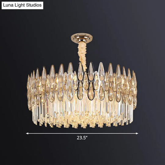 Minimalist K9 Optical Crystal Drum Pendant Light - Clear Chandelier For Living Room 11 /
