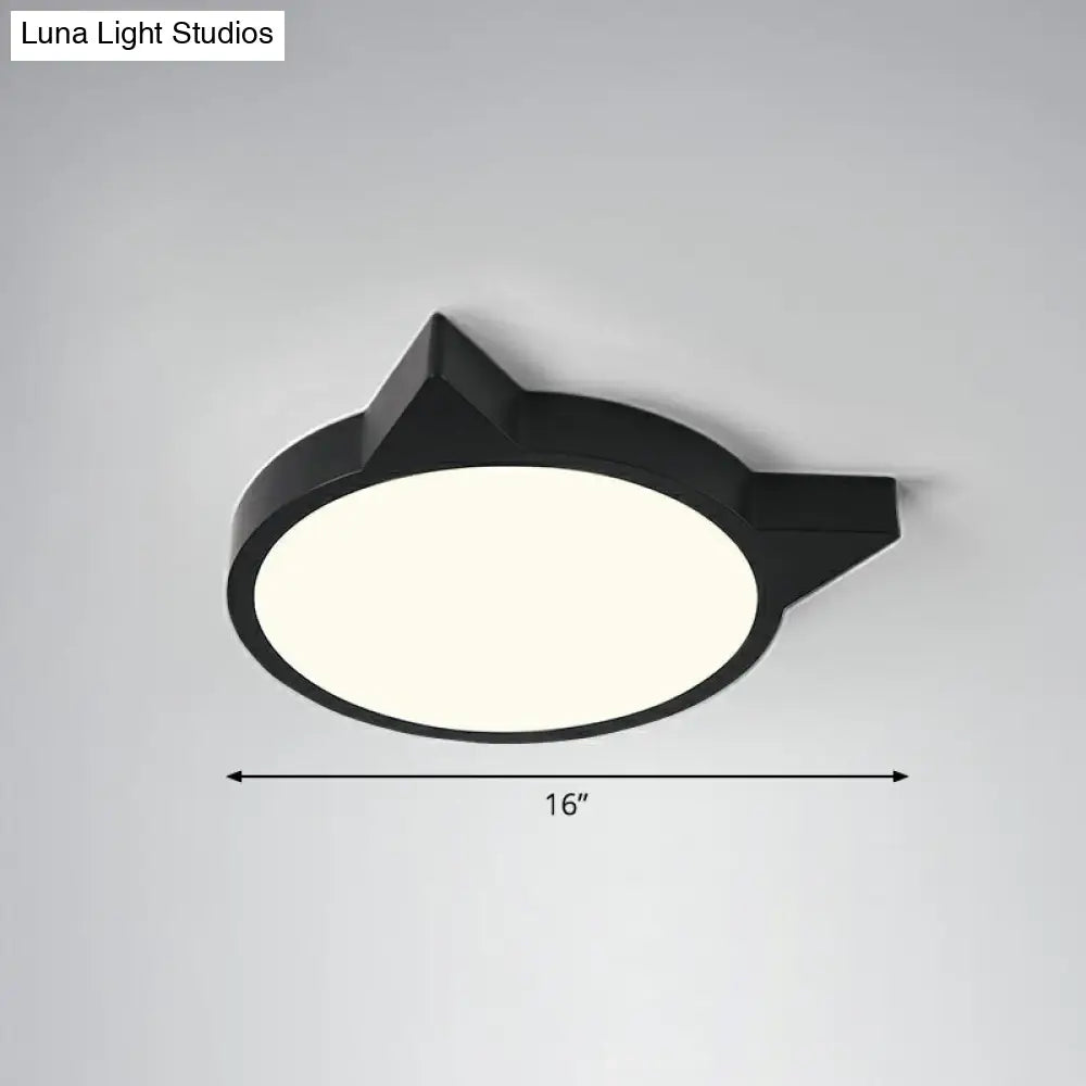 Minimalist Kitty Led Flushmount Ceiling Light For Kids Bedroom - Acrylic Flush Mount Black / 16