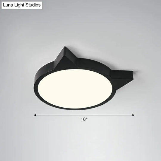 Minimalist Kitty Led Flushmount Ceiling Light For Kids Bedroom - Acrylic Flush Mount Black / 16