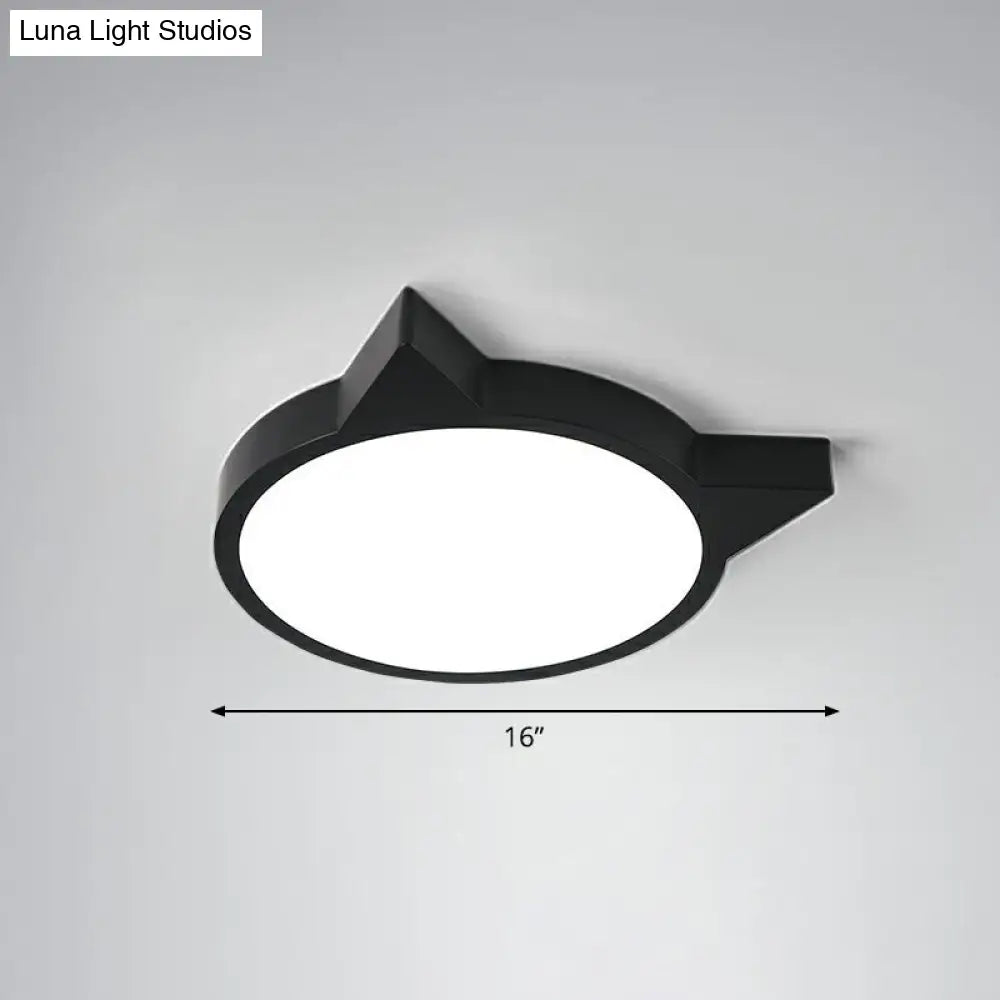 Minimalist Kitty Led Flushmount Ceiling Light For Kids Bedroom - Acrylic Flush Mount Black / 16