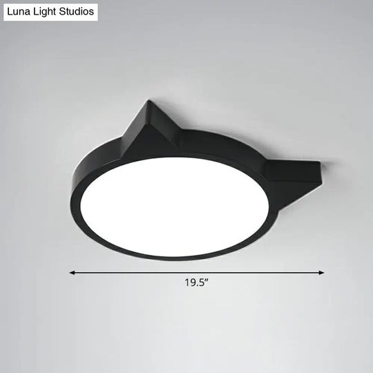 Minimalist Kitty Led Flushmount Ceiling Light For Kids Bedroom - Acrylic Flush Mount Black / 19.5