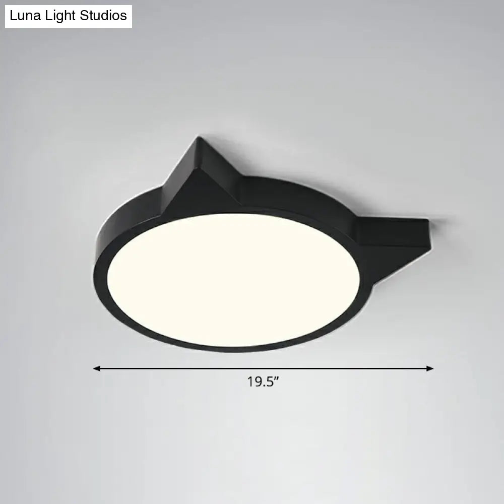 Minimalist Kitty Led Flushmount Ceiling Light For Kids Bedroom - Acrylic Flush Mount Black / 19.5