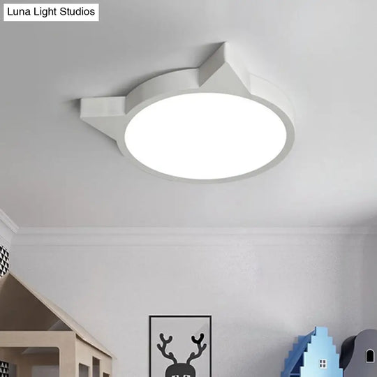 Minimalist Kitty Led Flushmount Ceiling Light For Kids Bedroom - Acrylic Flush Mount