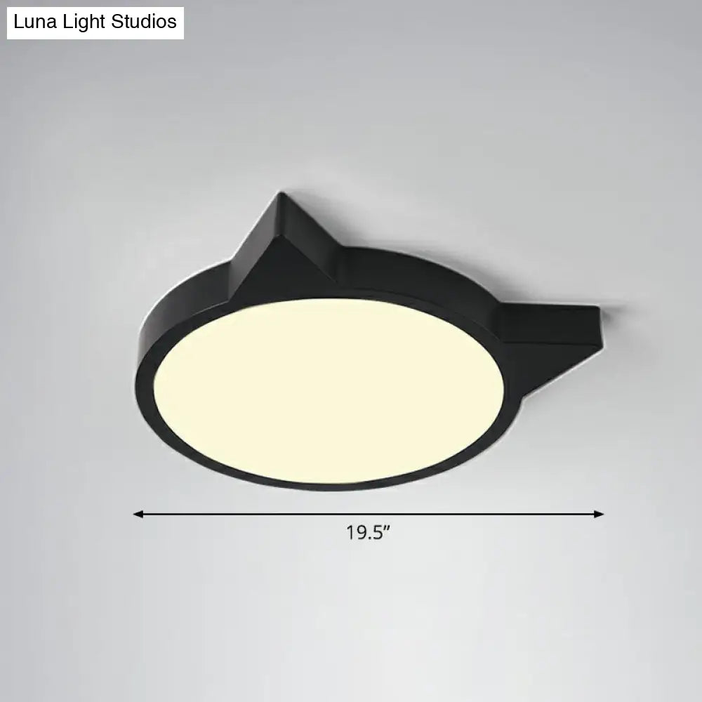 Minimalist Kitty Led Flushmount Ceiling Light For Kids Bedroom - Acrylic Flush Mount Black / 19.5