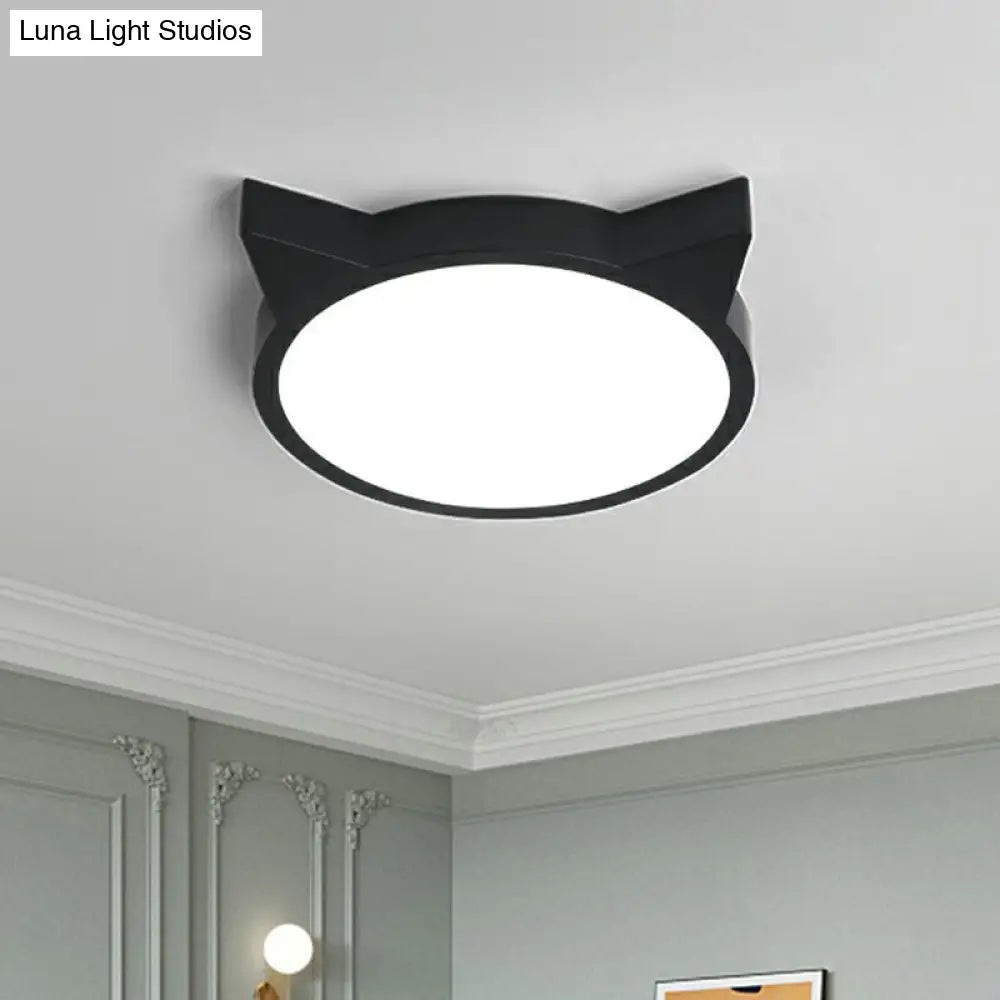 Minimalist Kitty Led Flushmount Ceiling Light For Kids Bedroom - Acrylic Flush Mount