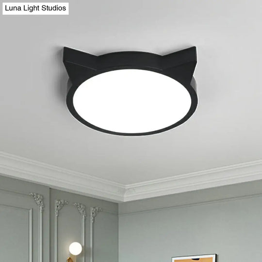 Minimalist Kitty Led Flushmount Ceiling Light For Kids Bedroom - Acrylic Flush Mount