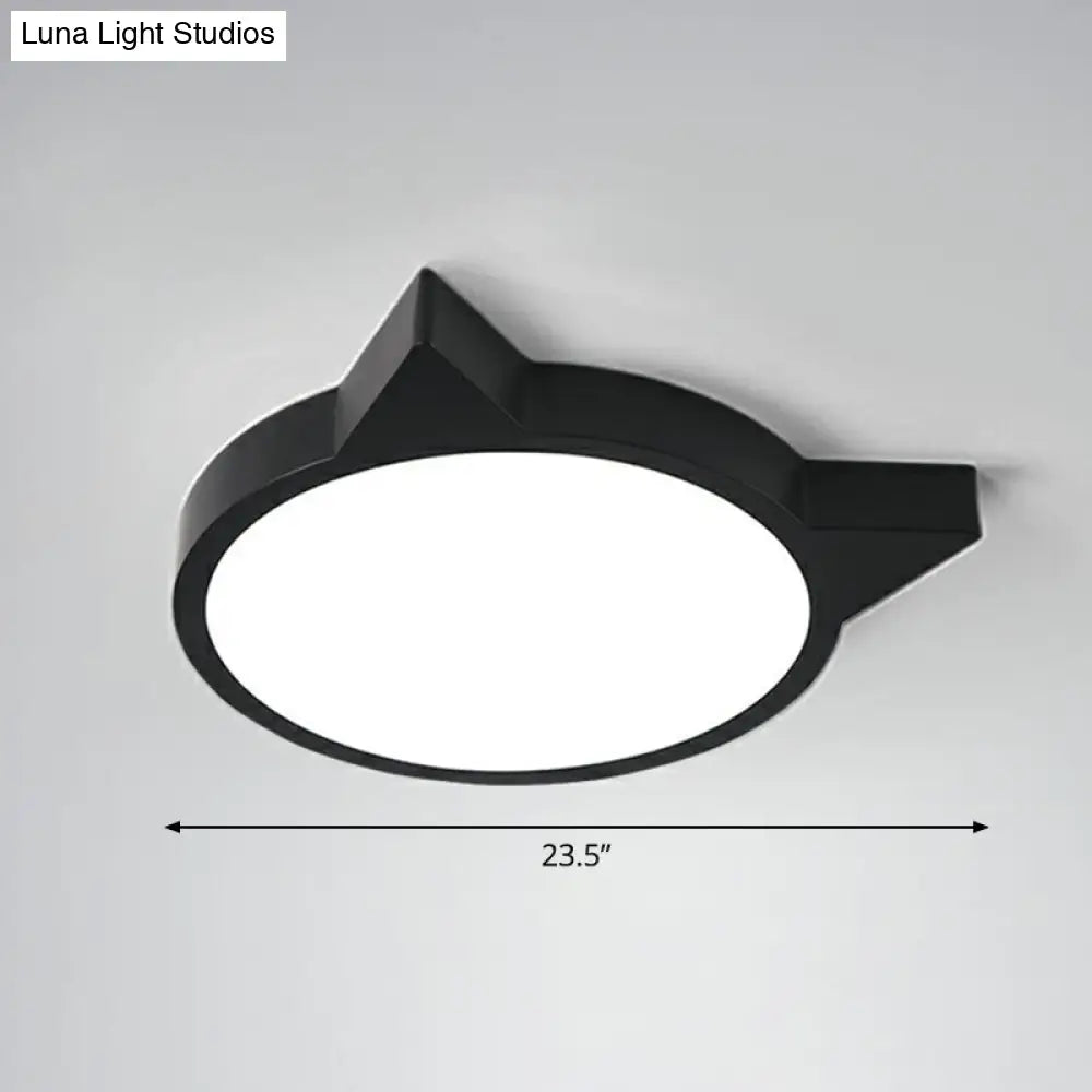 Minimalist Kitty Led Flushmount Ceiling Light For Kids Bedroom - Acrylic Flush Mount Black / 23.5