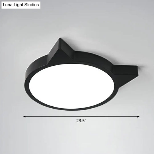 Minimalist Kitty Led Flushmount Ceiling Light For Kids Bedroom - Acrylic Flush Mount Black / 23.5