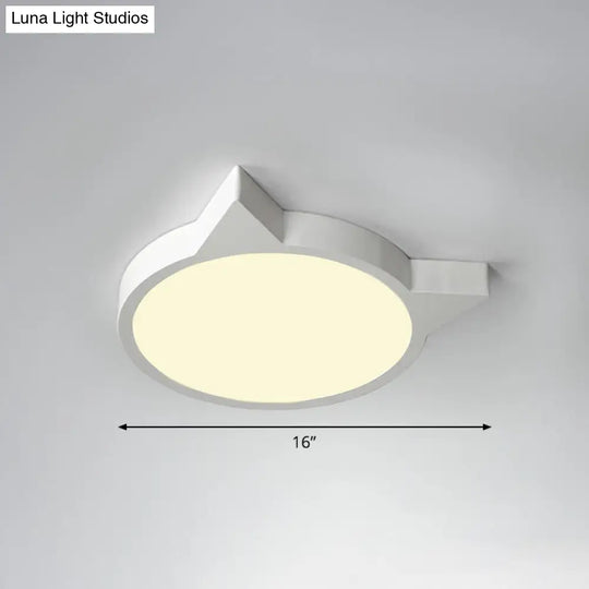 Minimalist Kitty Led Flushmount Ceiling Light For Kids Bedroom - Acrylic Flush Mount White / 16