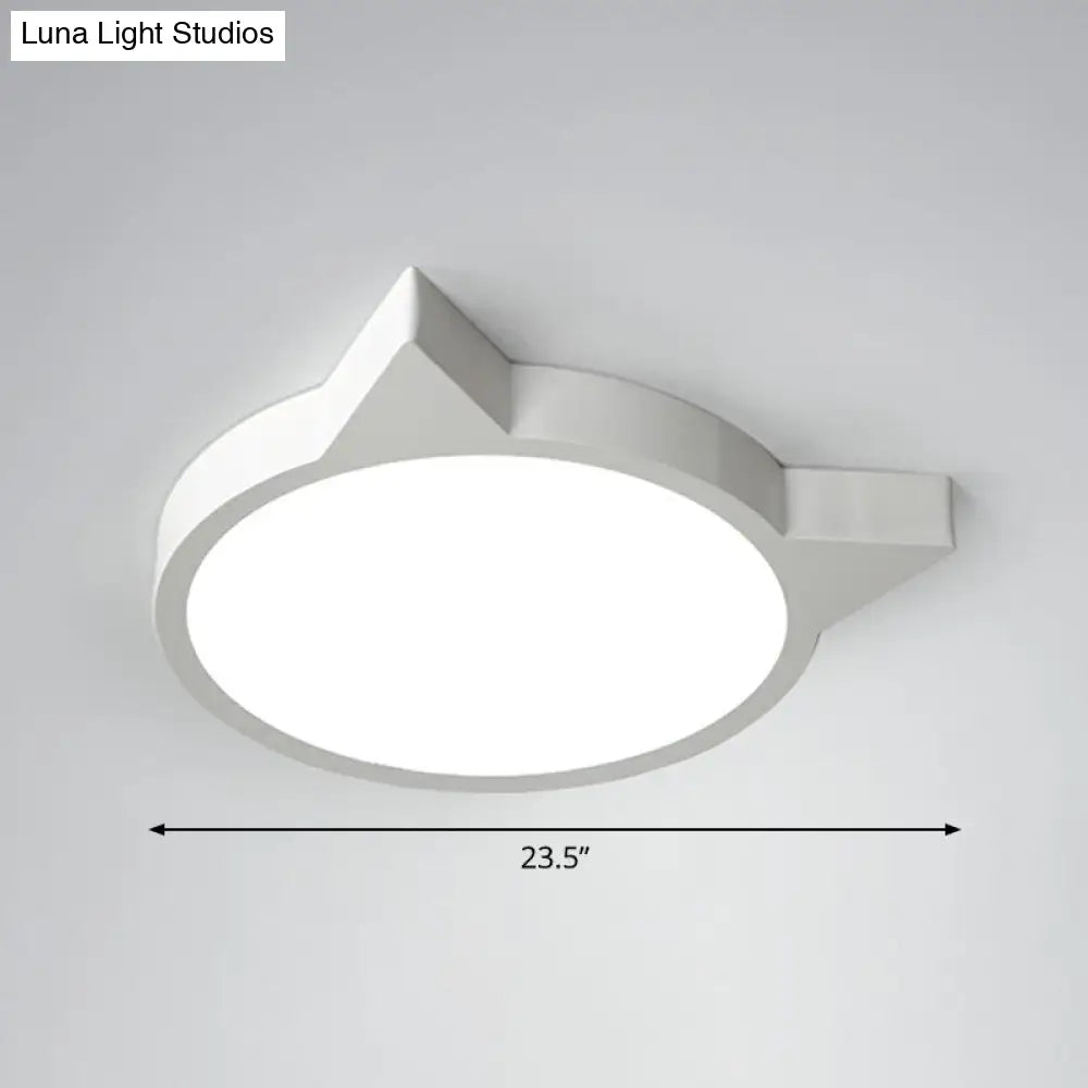 Minimalist Kitty Led Flushmount Ceiling Light For Kids Bedroom - Acrylic Flush Mount White / 23.5