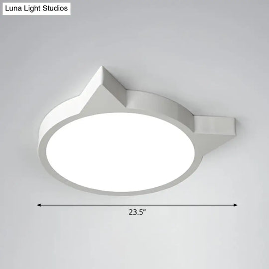 Minimalist Kitty Led Flushmount Ceiling Light For Kids Bedroom - Acrylic Flush Mount White / 23.5