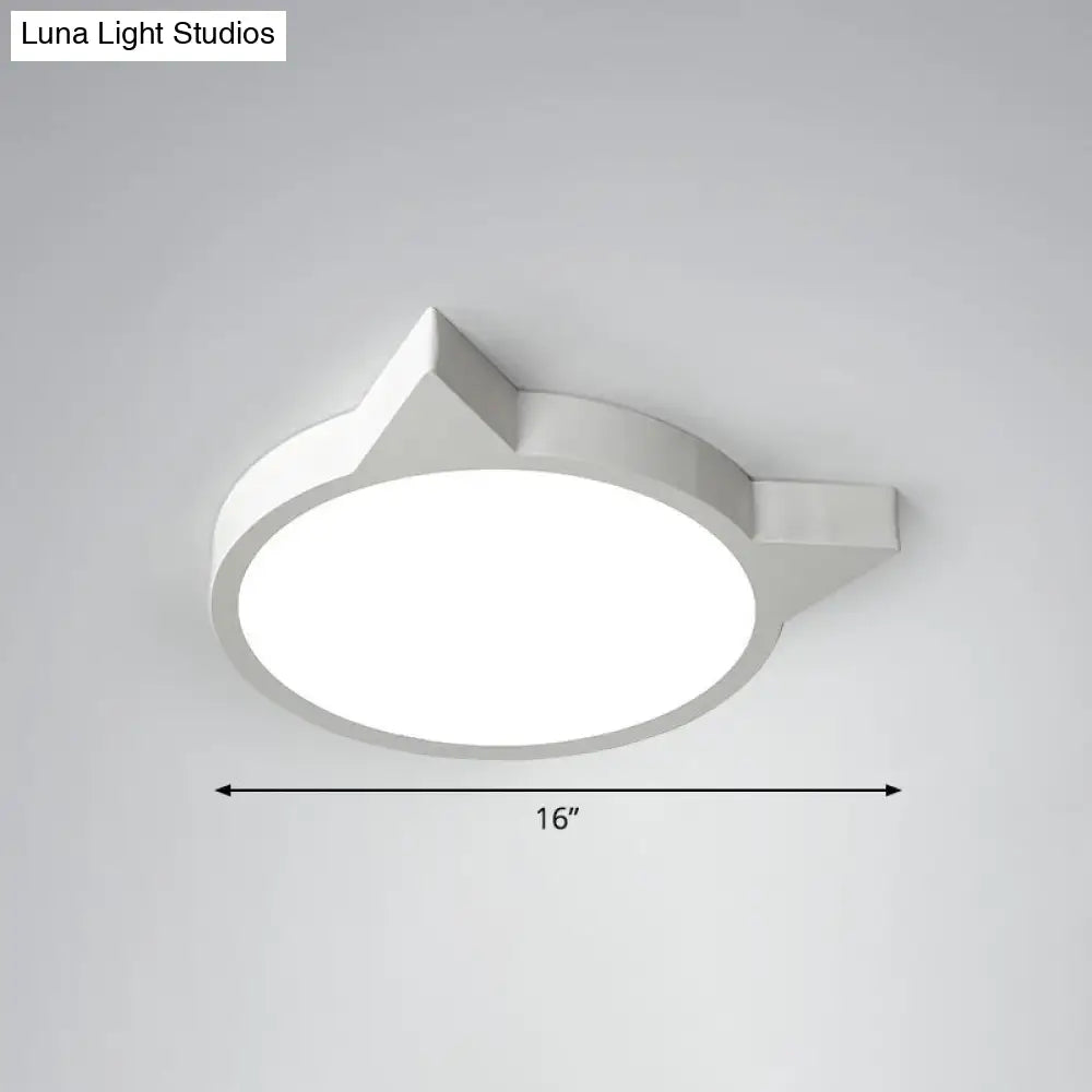 Minimalist Kitty Led Flushmount Ceiling Light For Kids Bedroom - Acrylic Flush Mount White / 16