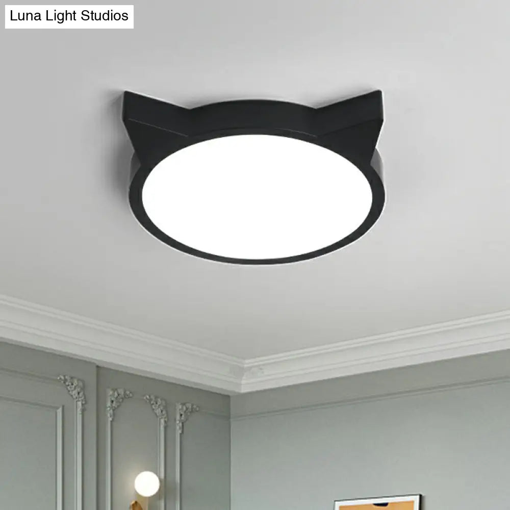 Minimalist Kitty Led Flushmount Ceiling Light For Kids’ Bedroom - Acrylic Flush Mount