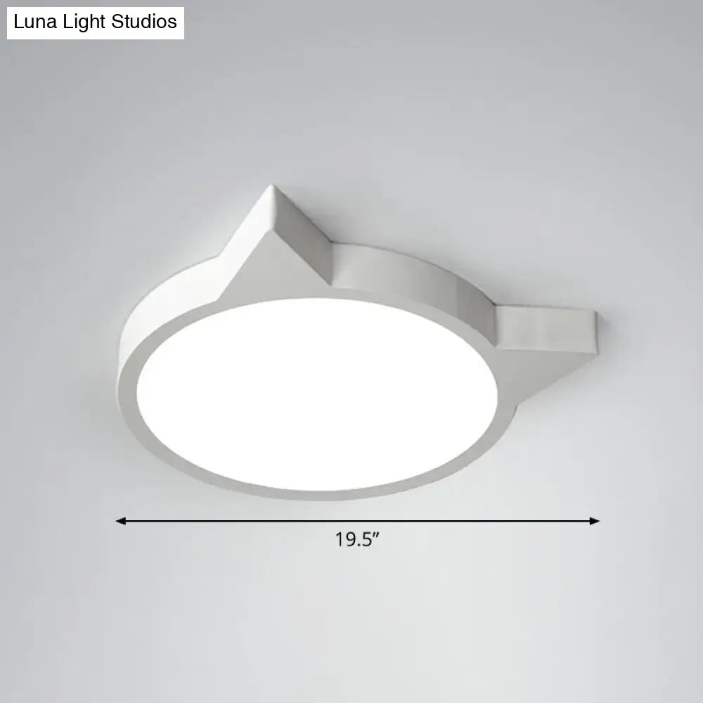 Minimalist Kitty Led Flushmount Ceiling Light For Kids Bedroom - Acrylic Flush Mount White / 19.5