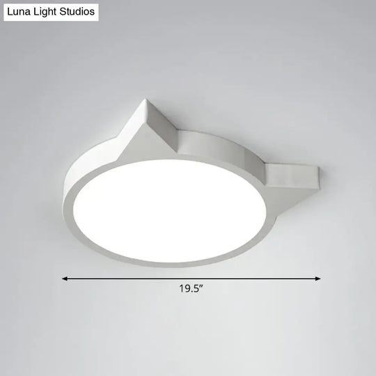 Minimalist Kitty Led Flushmount Ceiling Light For Kids Bedroom - Acrylic Flush Mount White / 19.5