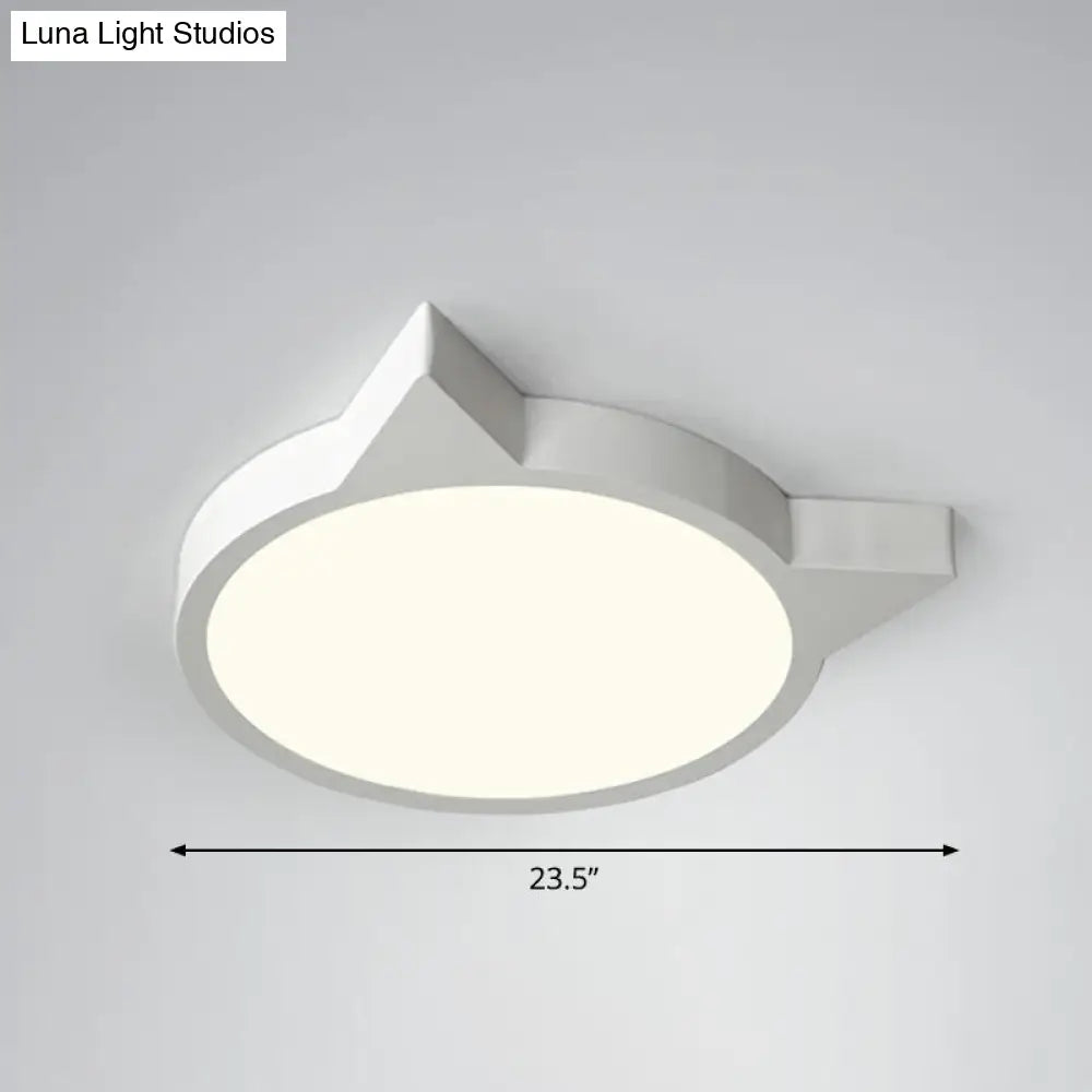 Minimalist Kitty Led Flushmount Ceiling Light For Kids Bedroom - Acrylic Flush Mount White / 23.5