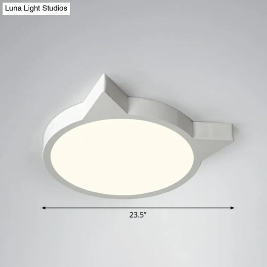 Minimalist Kitty Led Flushmount Ceiling Light For Kids Bedroom - Acrylic Flush Mount White / 23.5