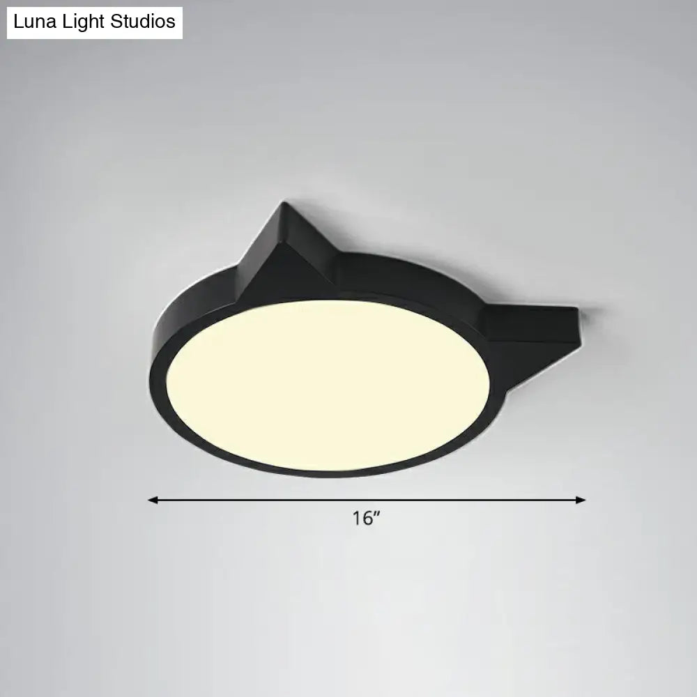 Minimalist Kitty Led Flushmount Ceiling Light For Kids Bedroom - Acrylic Flush Mount Black / 16