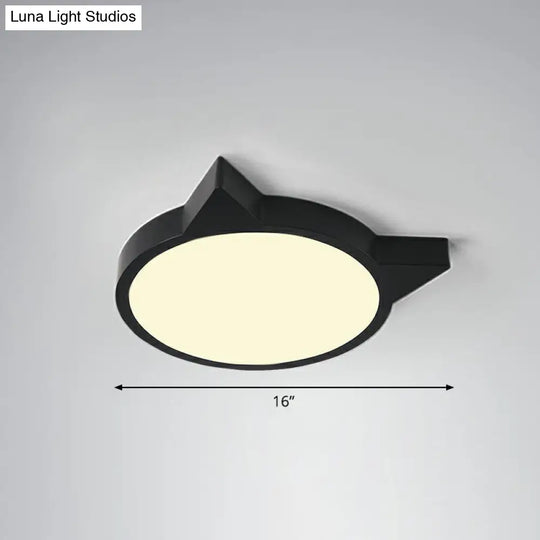 Minimalist Kitty Led Flushmount Ceiling Light For Kids Bedroom - Acrylic Flush Mount Black / 16