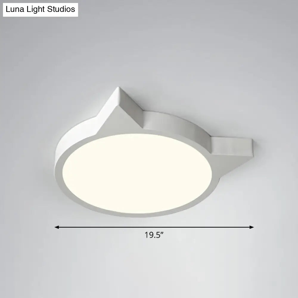 Minimalist Kitty Led Flushmount Ceiling Light For Kids Bedroom - Acrylic Flush Mount White / 19.5