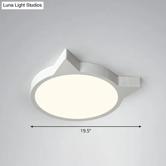 Minimalist Kitty Led Flushmount Ceiling Light For Kids Bedroom - Acrylic Flush Mount White / 19.5