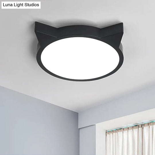 Minimalist Kitty Led Flushmount Ceiling Light For Kids Bedroom - Acrylic Flush Mount