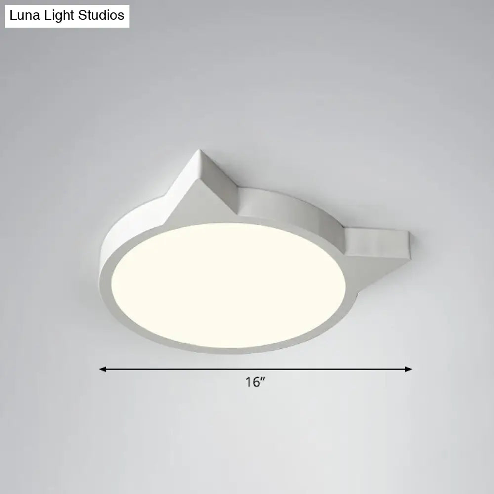 Minimalist Kitty Led Flushmount Ceiling Light For Kids Bedroom - Acrylic Flush Mount White / 16
