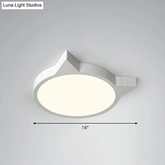 Minimalist Kitty Led Flushmount Ceiling Light For Kids Bedroom - Acrylic Flush Mount White / 16