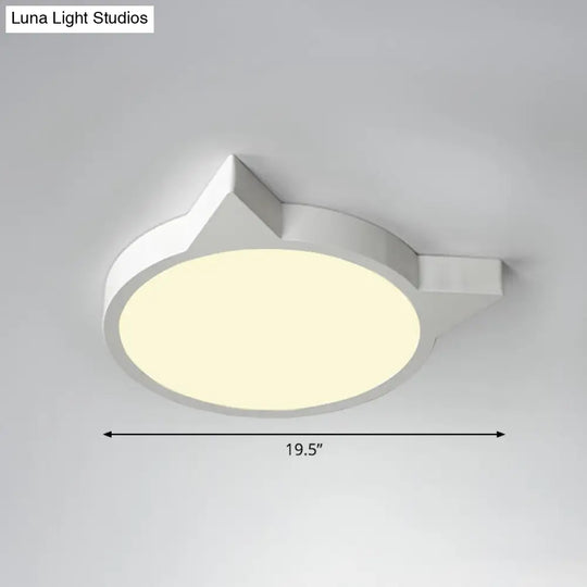 Minimalist Kitty Led Flushmount Ceiling Light For Kids Bedroom - Acrylic Flush Mount White / 19.5