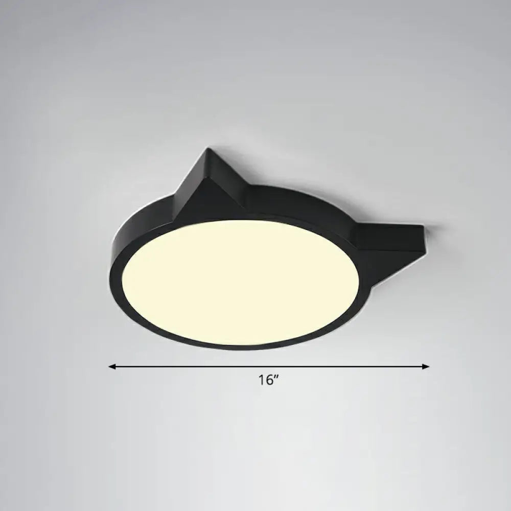 Minimalist Kitty Led Flushmount Ceiling Light For Kids’ Bedroom - Acrylic Flush Mount Black /